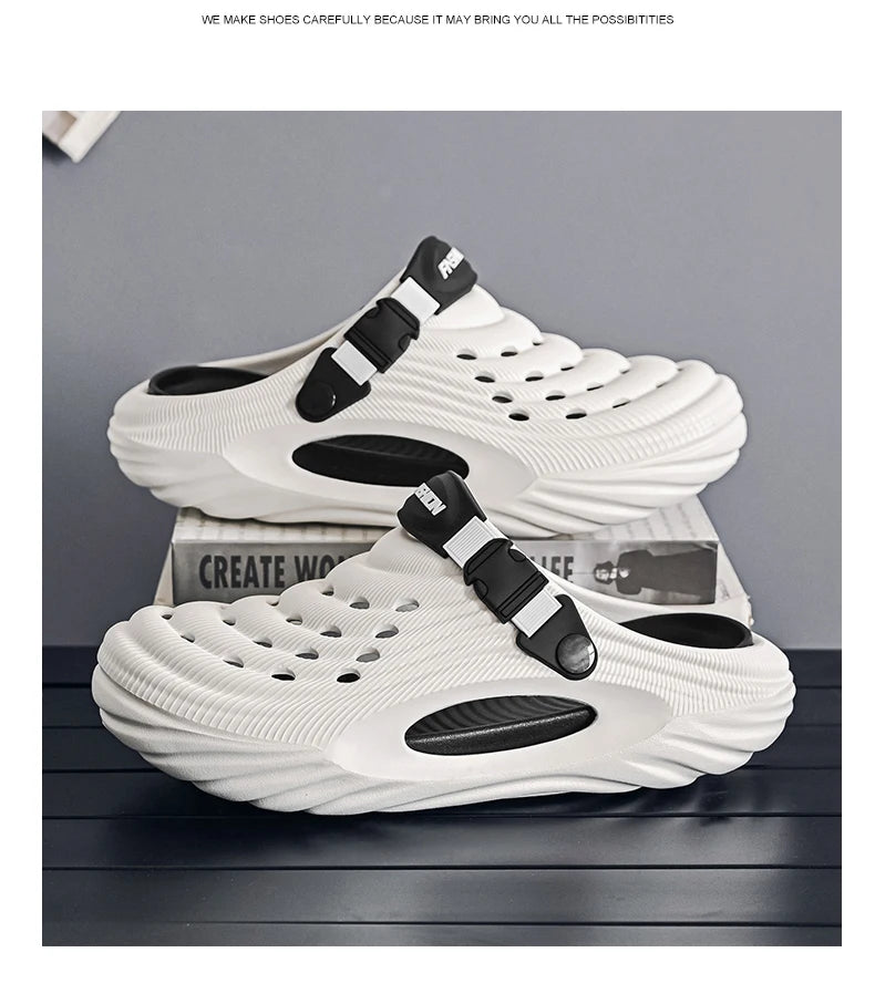New Couple Models Hole Shoes Summer Women's Sandals Beach Lightweight Men's Slippers Baotou Waterproof Sandals Slippers Men