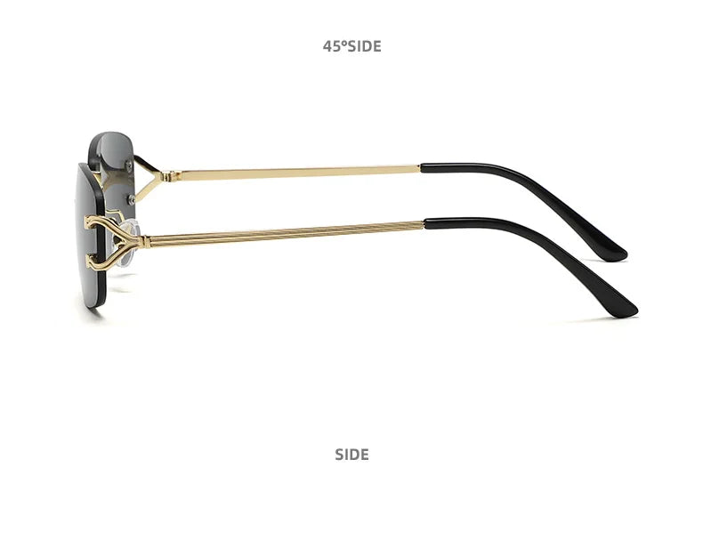 New Small Narrow Rimless Sunglasses Fashion Frameless Rectangle Tinted Lens Eyewear 90s Glasses for Women Men