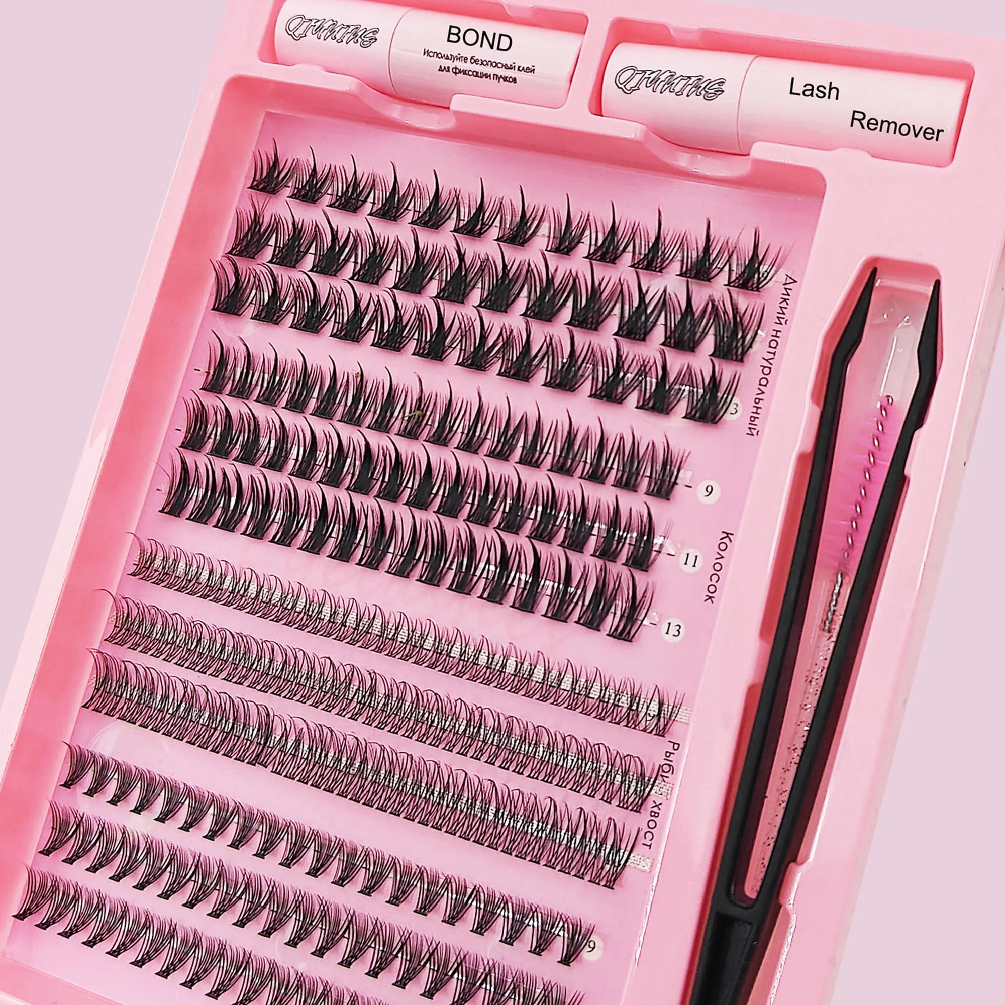 QIUNING Manga Lash Clusters Kit Clear Fairy Wet-Look Spiky Anime Eyelashes Individual Lashes Bond for Cosplay And Makeup