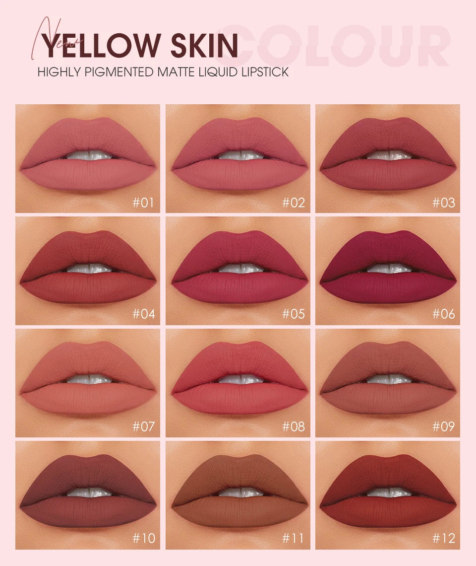 Velvet Matte Lip Gloss Tint 12 Shades Waterproof Long Lasting Nonstick Cup Liquid Lipstick Makeup Cosmetics For Women