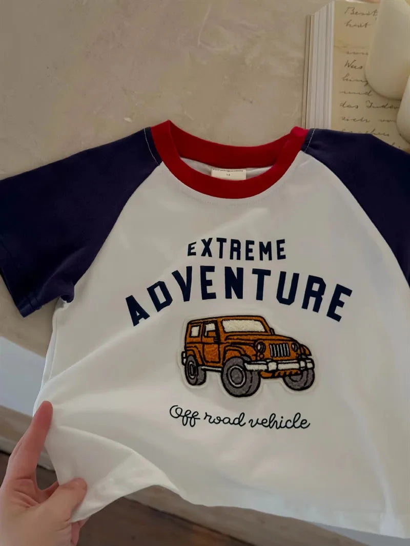 1-6 Age Kids Clothing Summer Short Sleeve Tops Tees Boutique Fashion Children's Clothes Crewneck T-shirt Loose Casual Boy Tshirt