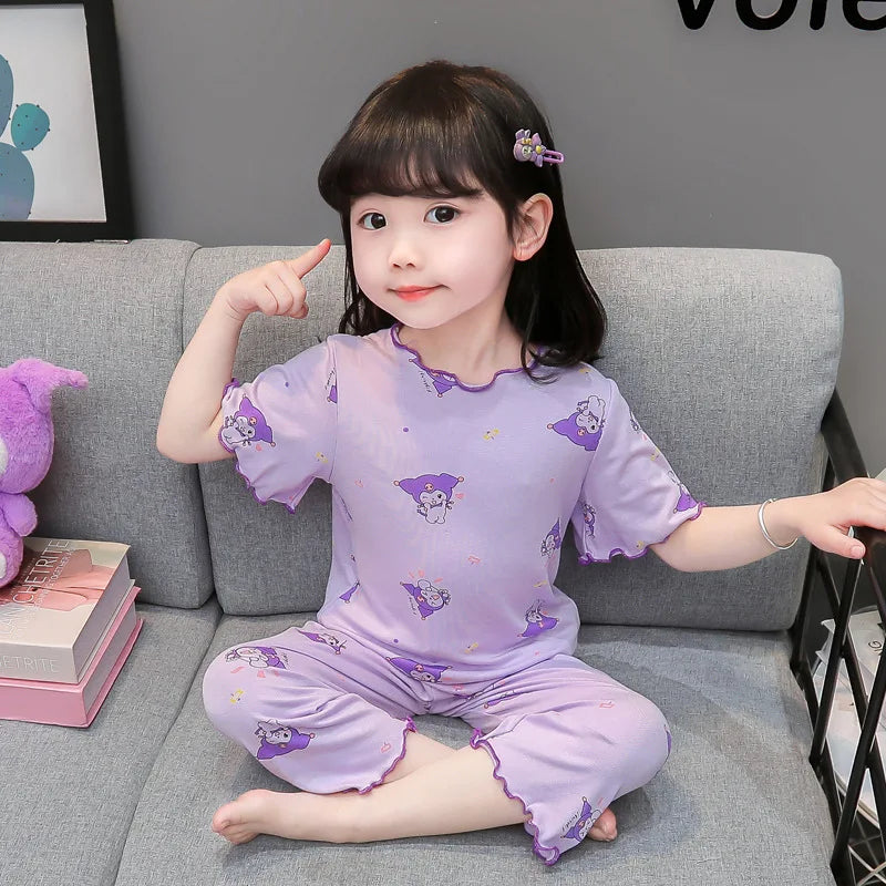 Baby Pajamas Sets Cotton Child Pajamas Toddler Summer Sleeveless Baby Nightwear Pyjamas Kids Cartoon Homewear Clothes