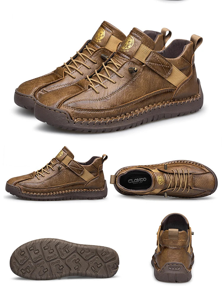 CLOHOO Handmade Men's High-Top Sport Casual Boots Breathable Outdoor Wear with Extended Size Options Classic Ankle Boots