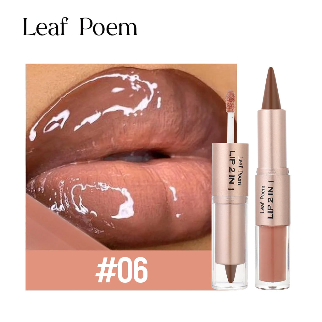 Black Brown Tapered Lip Liner Contour Pencil Double Head Mirror Plumping Lip Glaze Crystal Gloss Sexy Red Lips Tint Makeup New