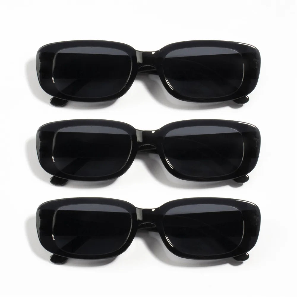 10PCS Vintage Black Square Sunglasses Woman Luxury Brand Small Rectangle Sun Glasses Female Gradient Clear Mirror Oculos De Sol