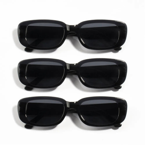10PCS Vintage Black Square Sunglasses Woman Luxury Brand Small Rectangle Sun Glasses Female Gradient Clear Mirror Oculos De Sol