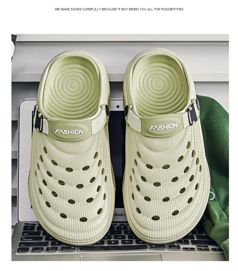 New Couple Models Hole Shoes Summer Women's Sandals Beach Lightweight Men's Slippers Baotou Waterproof Sandals Slippers Men