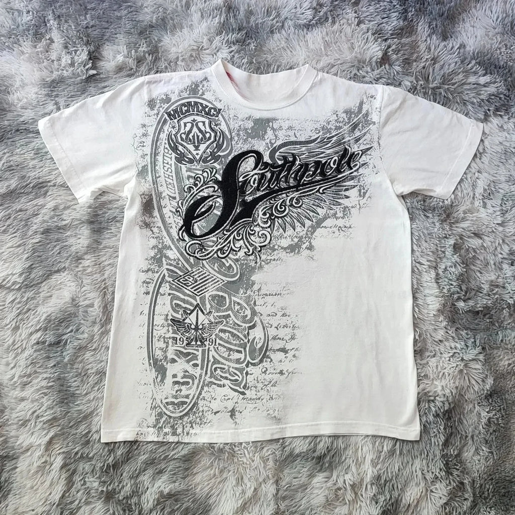 Hip Hop T-Shirt Streetwear Women Vintage Graphic American Style Fashion Baggy Pure Tops Leisure Couple Short Sleeves Clothing
