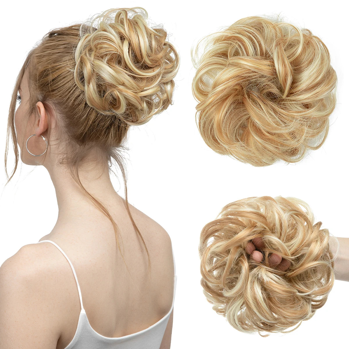 Synthetic Messy Hair Bun Extensions Big Curly Elastic Hair Scrunchies Hairpieces Chignon Donut Updo Hair Pieces for Women