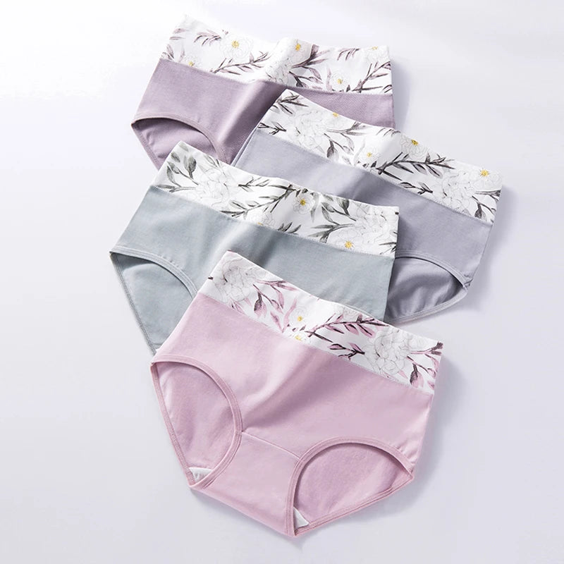 4Pcs Plus Size M-5XL Panties Women Cotton High Waist Slimming Underwear Seamless Girls Briefs Sexy Female Breathable Lingerie