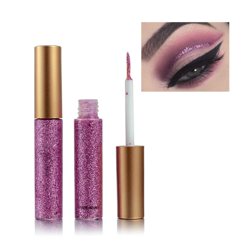 Long Lasting Glitter Eyeliner Kit 10 Vibrant Shades Metallic Sparkle Smudge Proof Easy Apply Eye Liner Makeup Set