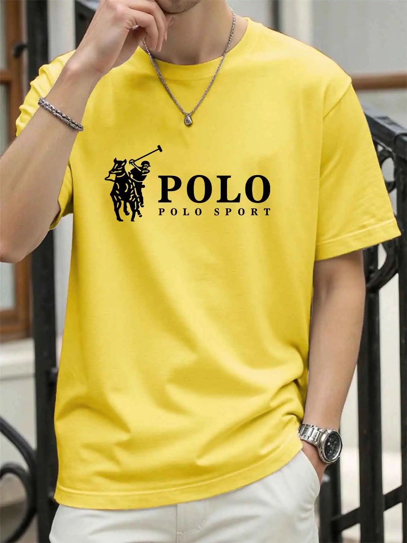 new style High quality men's T-shirt 2026 summer print casual 100% cotton man loose T-shirt sports top