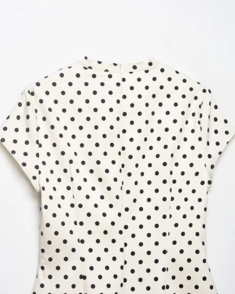 Cut Out Front Bow Tie Mini Dress, Women's Polka Dot Short Sleeve Bodycon Dress, Spring Summer Sexy Fashion Party Dress