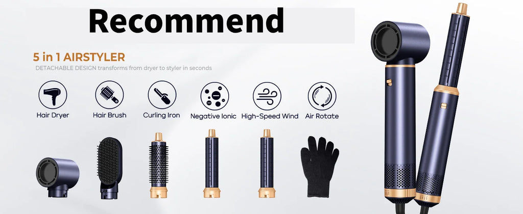 Curling Iron Set 6-in-1 Hair Curler with 3 Barrel Hair Crimper, Hair Straightener - Waver Heating Styling Tools for Women