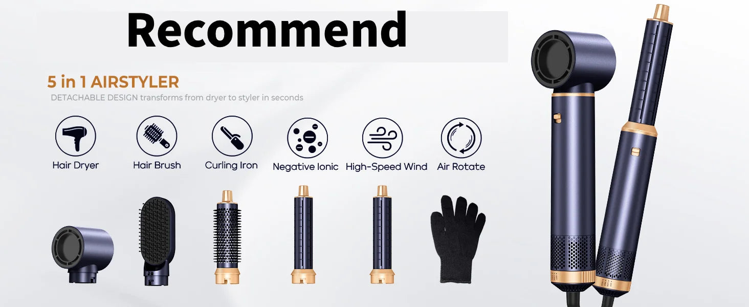 Curling Iron Set 6-in-1 Hair Curler with 3 Barrel Hair Crimper, Hair Straightener - Waver Heating Styling Tools for Women