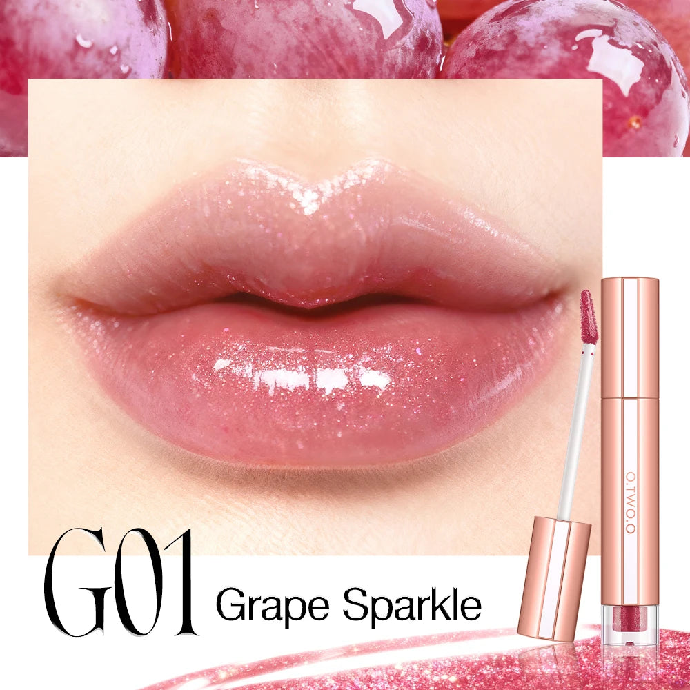 O.TWO.O Liquid Lip Gloss Lipstick Glossy Finish High-Shine Long Lasting Moisturize Non-Stick Glassy Lips Glossy Lip Stain Makeup