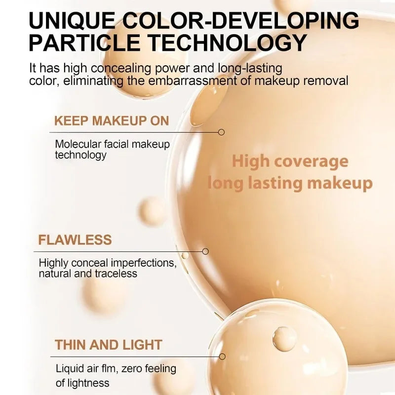 4 in 1 Foundation Liquid Hydrating Medium Full Coverage Concealer SPF 50+ Longwearing Waterproof Foundation Natural Face Makeup