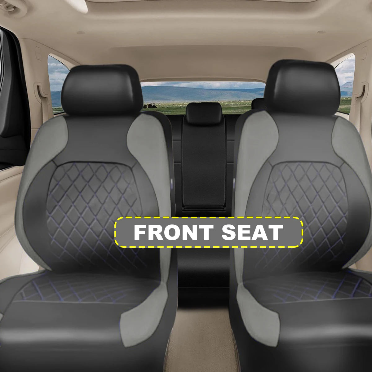 Universal Internal Seat Covers 4PCS All-Season Quilted Faux Leather Car Seat Cover