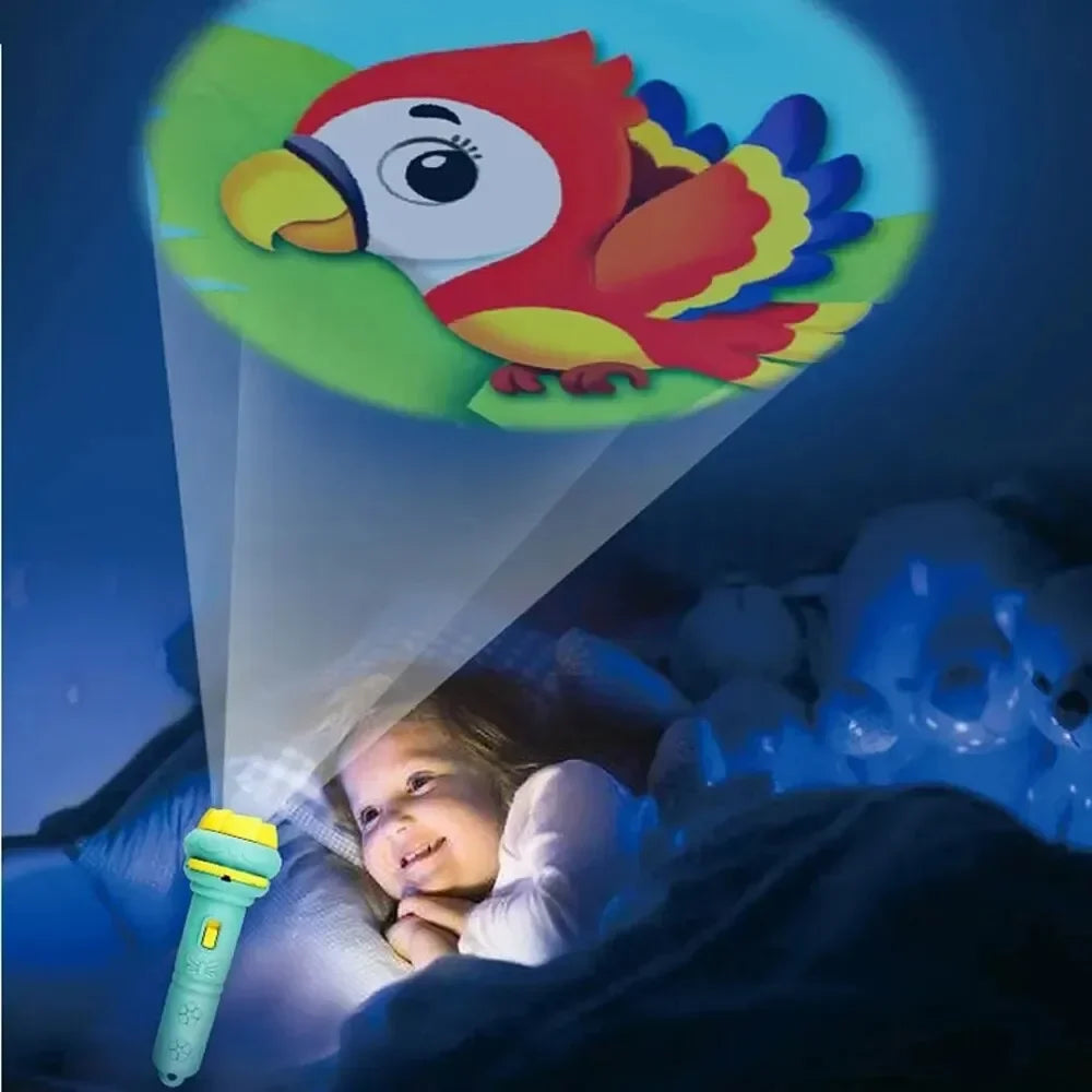 Kids Projector Flashlight with 10 Cards 80 Images Cartoon Night Light Projector Toy for Kids Bedtime Story Education Gift
