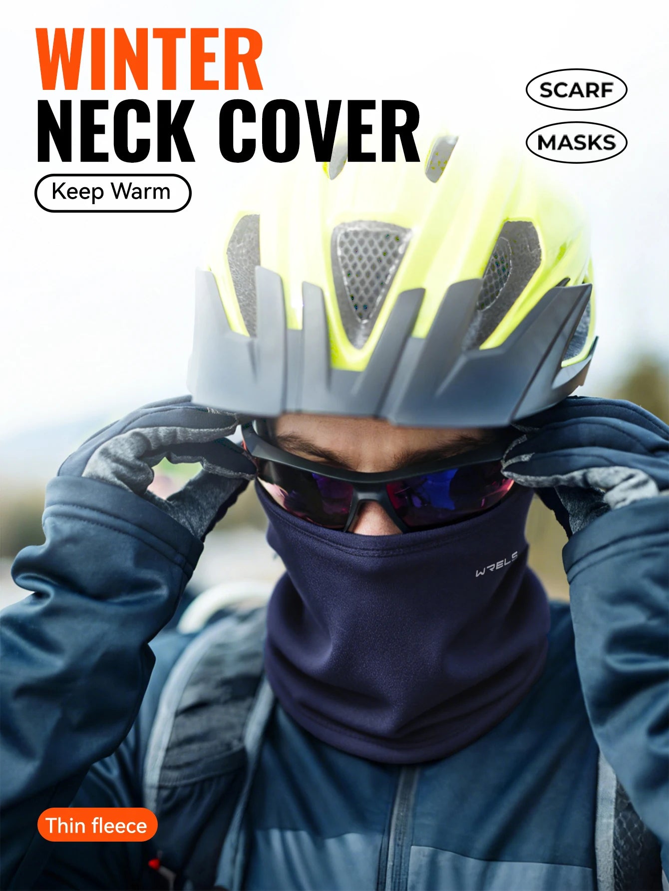 WRELS Winter Neck Gaiter Neck Warmer Cover Ski Gaiters for Men Women Fleece Thick Windproof Ski Mask Scarf Breathable Face Mask
