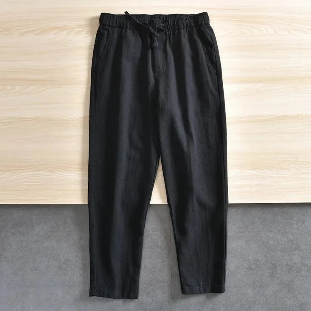 Men's Casual Pants Baggy Streetwear Men Joggers Cotton Linen Sports Trousers Long Straight Pants for Men