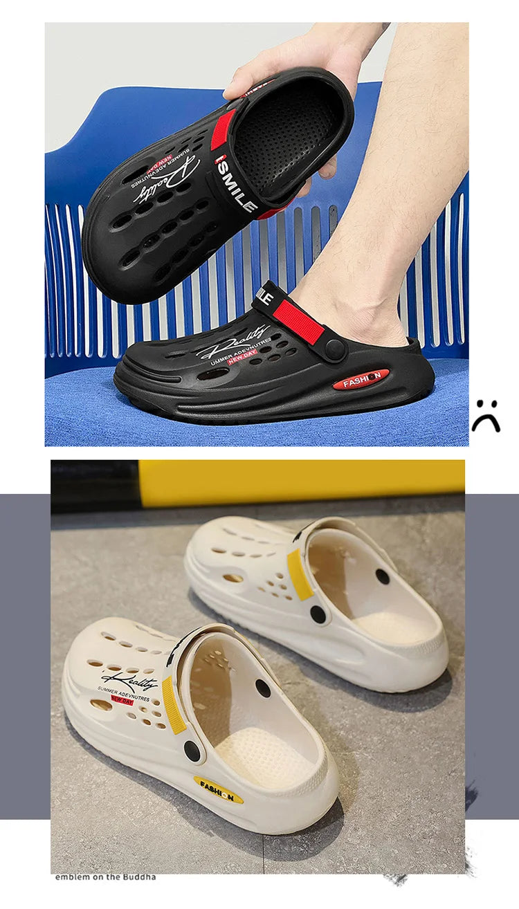 Summer Clogs Sandals 47 Men Clogs EVA Slippers Soft Sole Breathable Beach Slippers Men Home Slippers Outdoor Antiskid Slippers