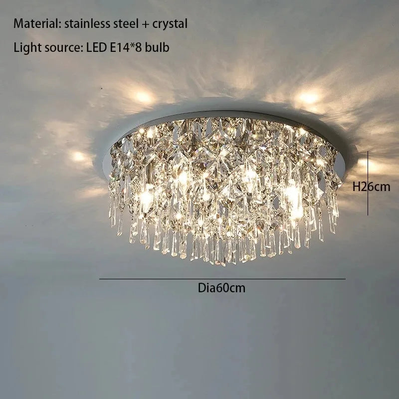 Modern Minimalist LED K9 Crystal Chandelier Ceiling Pendant Suspend Lights Home Decoration Lamp Dining Room Living Villa Bedroom