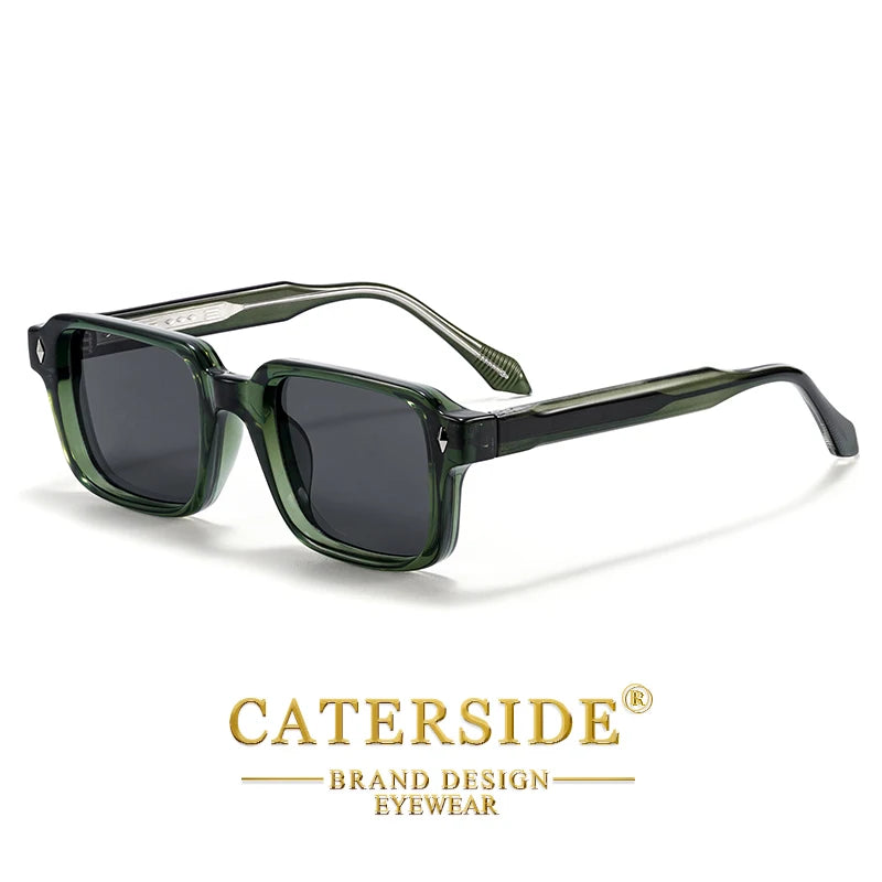 CATERSIDE Vintage Men's Square Sunglasses Brand Design Temple Tips Sun Glasses Women's Outdoor Travel Party Eyeglass UV400