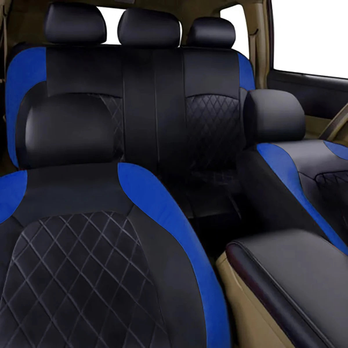 Universal Internal Seat Covers 4PCS All-Season Quilted Faux Leather Car Seat Cover
