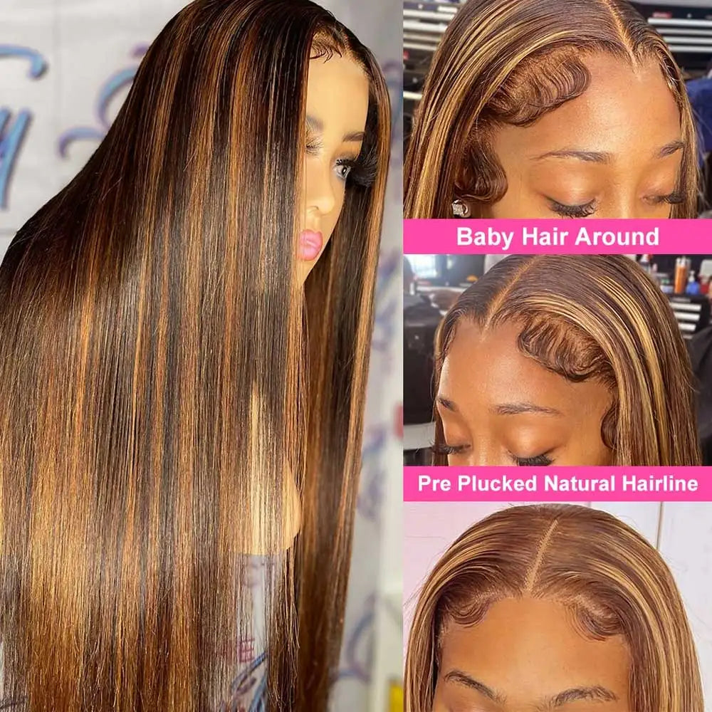 Highlight Wigs Colored Straight Lace Front Human Hair Wigs For Women Honey Blonde Straight 13x4 Hd Lace Frontal Wigs Human Hair