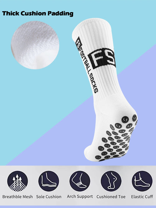 4 Pairs Men's Soccer Socks Anti Slip Non-Slip Gripper Pads for Football Basketball Sports With Grippers Socks