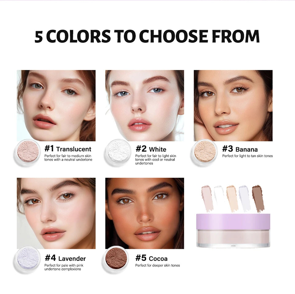 Loose Baking Setting Powder Long Lasting Oil Control Natural Face Matte Waterproof Brightening Loose Powder Makeup Cosmetics