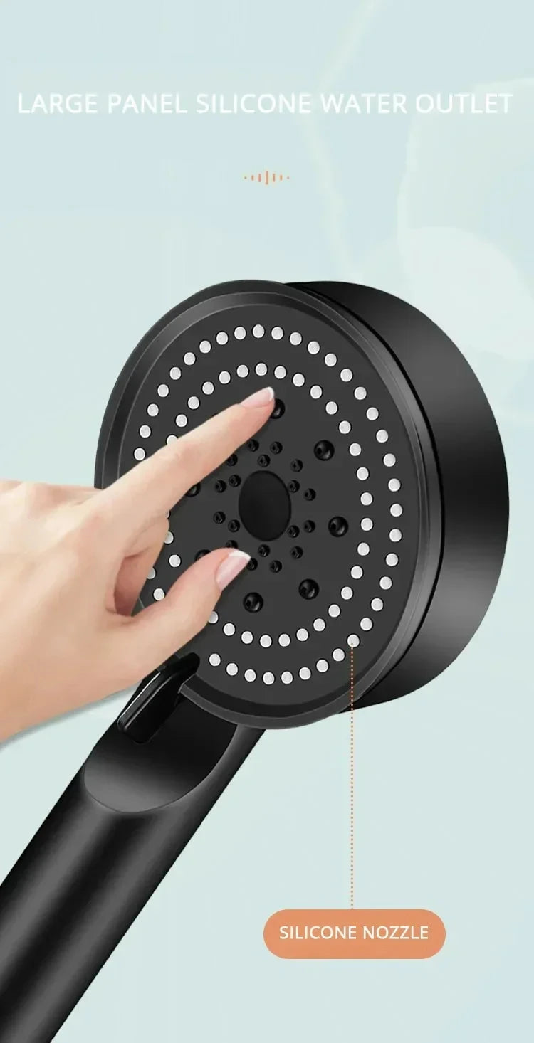 Booster Shower Head 5 Modes Household Adjustable High Pressure Water Massage Shower Head Handheld Spray Shower Bathroom Supplies