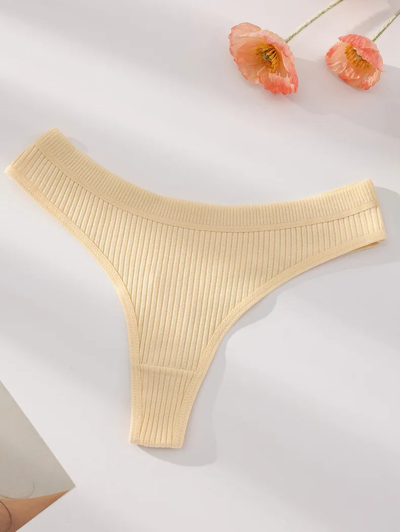 7Pcs Women Cotton Thongs Panties Striped Underwear Sexy Underpants Black Panty Soft G-Strings Plus Size Tanga Female Lingerie