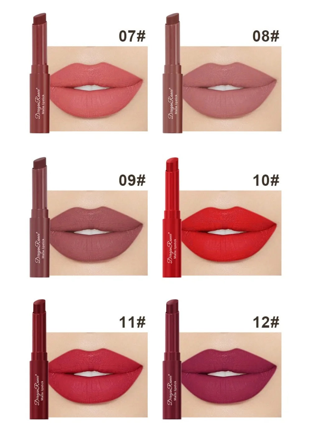 Nude Pink Matte Lipstick 12 Color Waterproof Long Lasting Lip Sticks Not Fading Sexy Red Velvet Solid Lip Gloss Women Lip Makeup