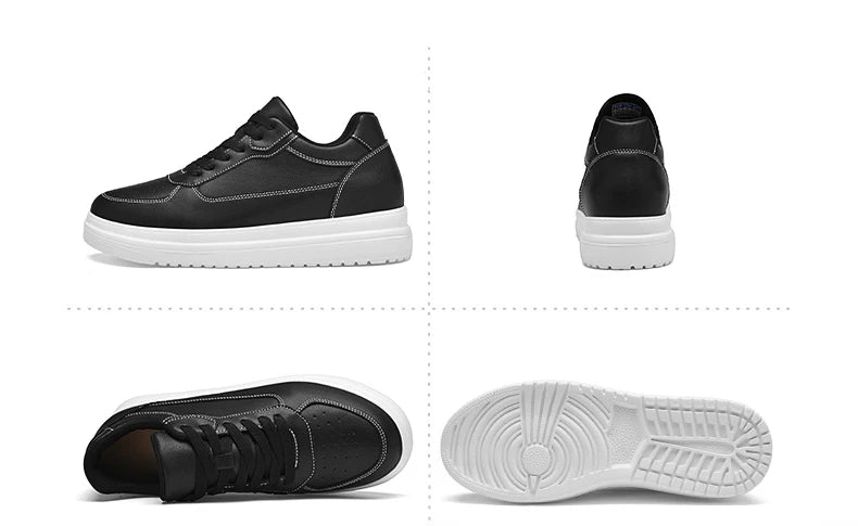 New Invisible Height-increasing Shoes for Men, 6CM-8CM-10CM Sports Shoes,White Leather Sports Shoes for Men,Enlarged Sizes 36-46