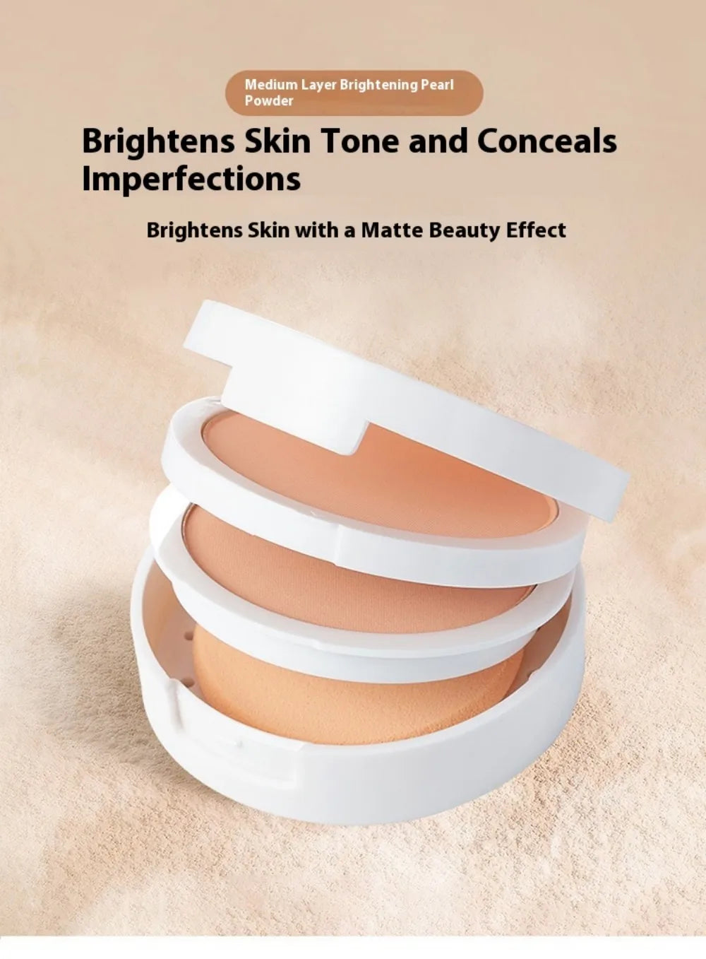TLM TAILAIMEI  Two-Way Cake Compact Powder with Puff Matte Finish Face Powder Makeup Oil Control Lightweight Pressed Powder P105