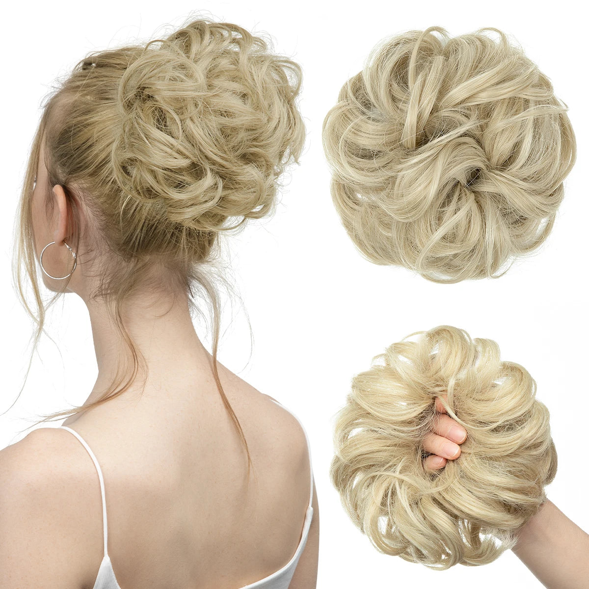 Synthetic Messy Hair Bun Extensions Big Curly Elastic Hair Scrunchies Hairpieces Chignon Donut Updo Hair Pieces for Women