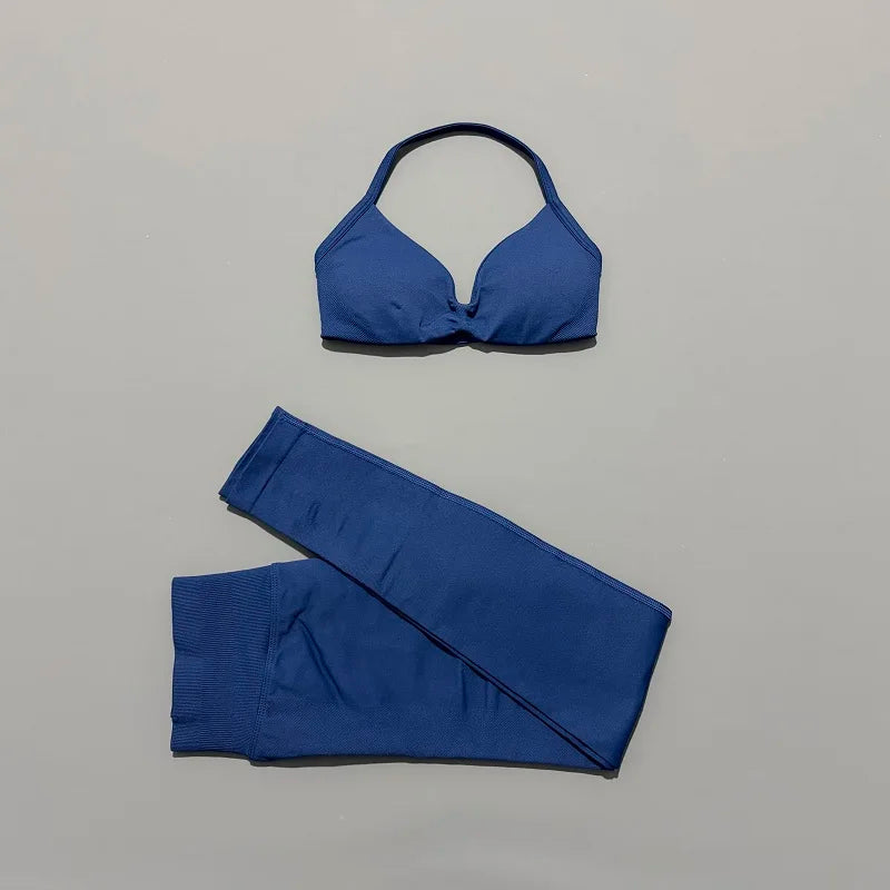 2 Piece Yoga Clothes Women Tracksuit Athletic Wear Pilates Fitness Suit Gym Workout Push Up Clothes Sports Bra Leggings Suit