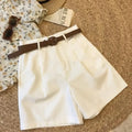 New Wide Leg Shorts for Women Summer Thin Cotton A Line Short Pants Office Lady Classic Loose Casual Zipper Women‘s Shorts