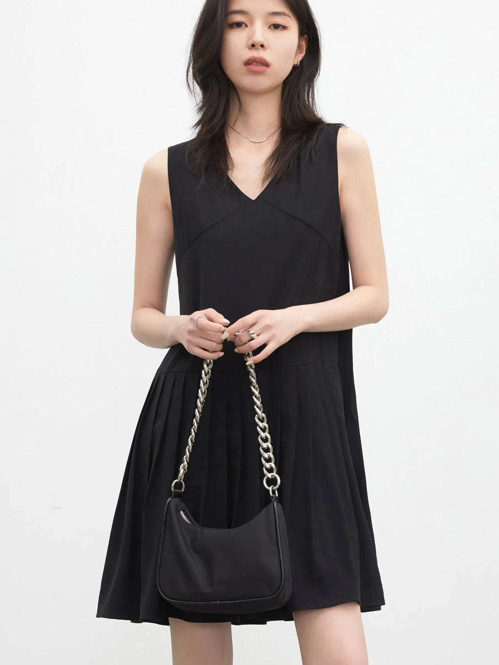 CHIC VEN Fashion Women Dresses Solid A Line Loose Casual V-neck Sleeveless Female Dress Mid-length Spring Summer 2026