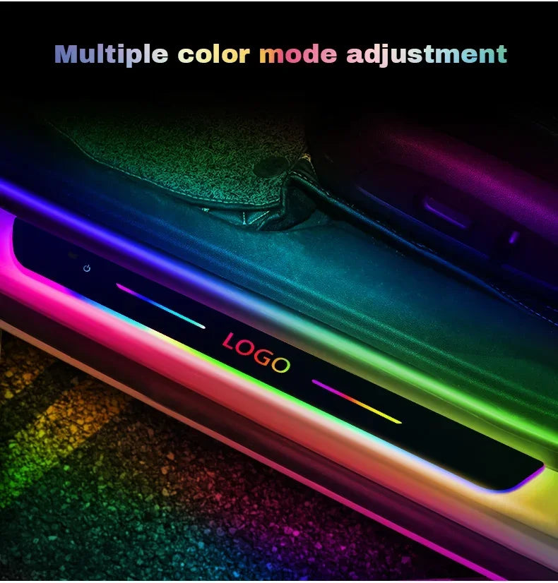 2/4pcs Car Customized Door Illuminated Sill Light Logo Projector Lamp USB Power Moving LED Welcome Pedal Scuff Plate Pedal Light