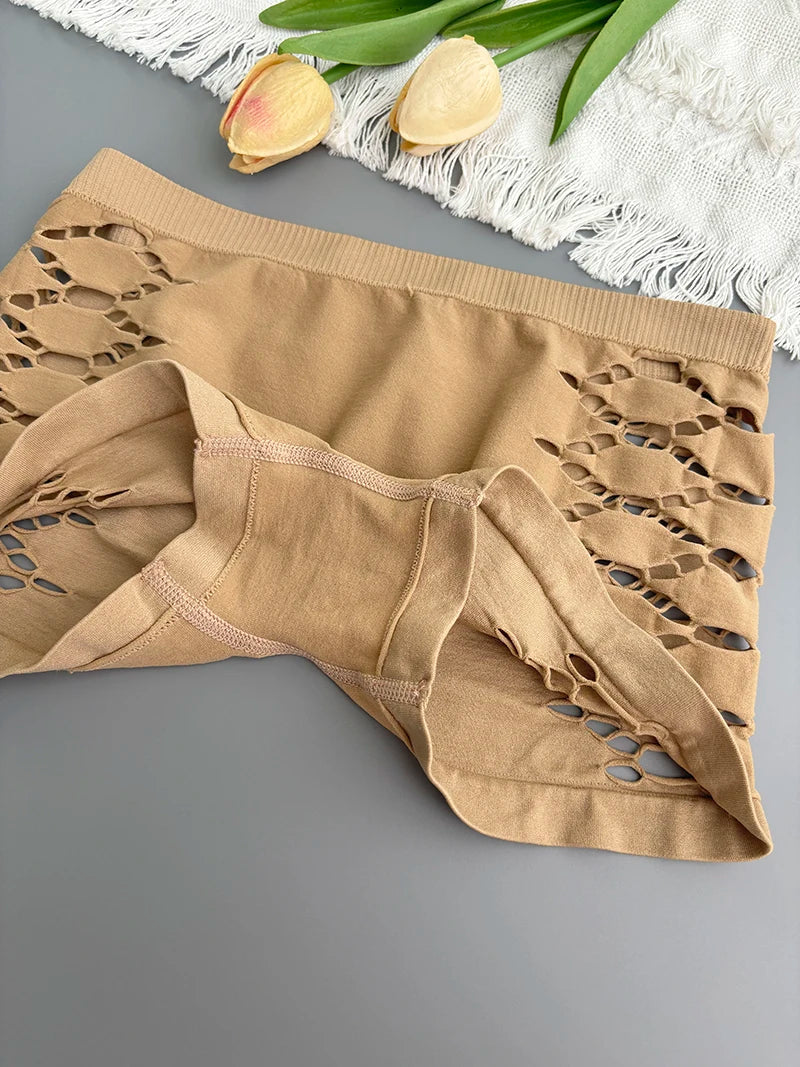 Seamless Sports Underpants Skirt Seamless Knickers Shorts Under The Skirt Sexy Side Mesh Hollow Out Boxer Panties Safety Panty