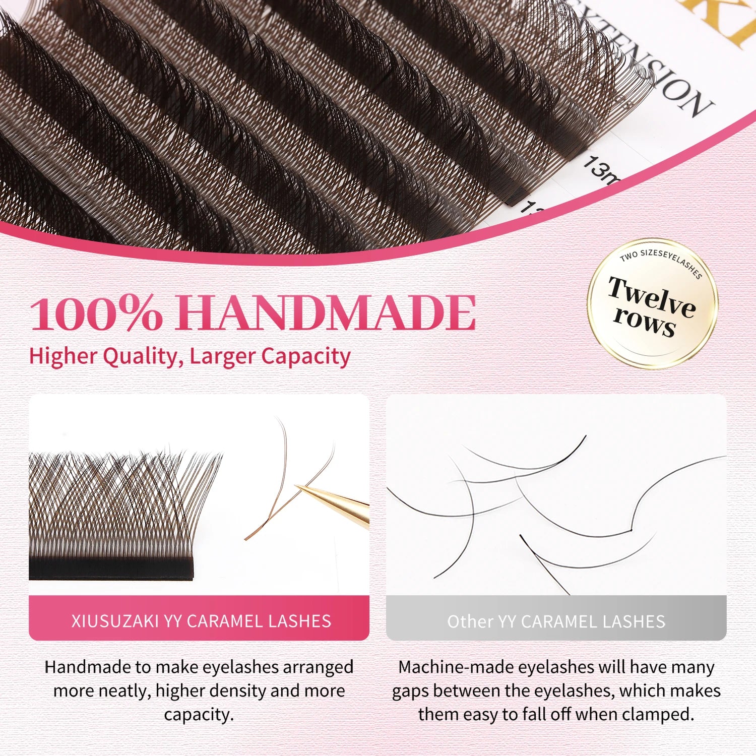 XIUSUZAKI YY Shape Black Brown Eyelashes Extensions Two Tips 2D YY False Lashes Natural Premade Volume Fans Individual Lashes