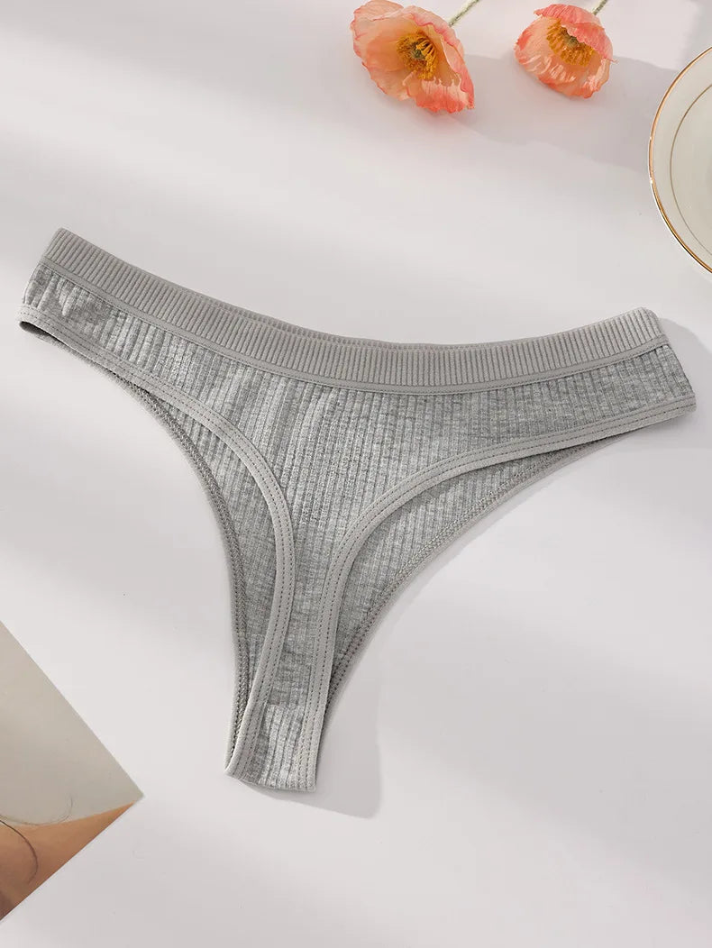 7Pcs Women Cotton Thongs Panties Striped Underwear Sexy Underpants Black Panty Soft G-Strings Plus Size Tanga Female Lingerie