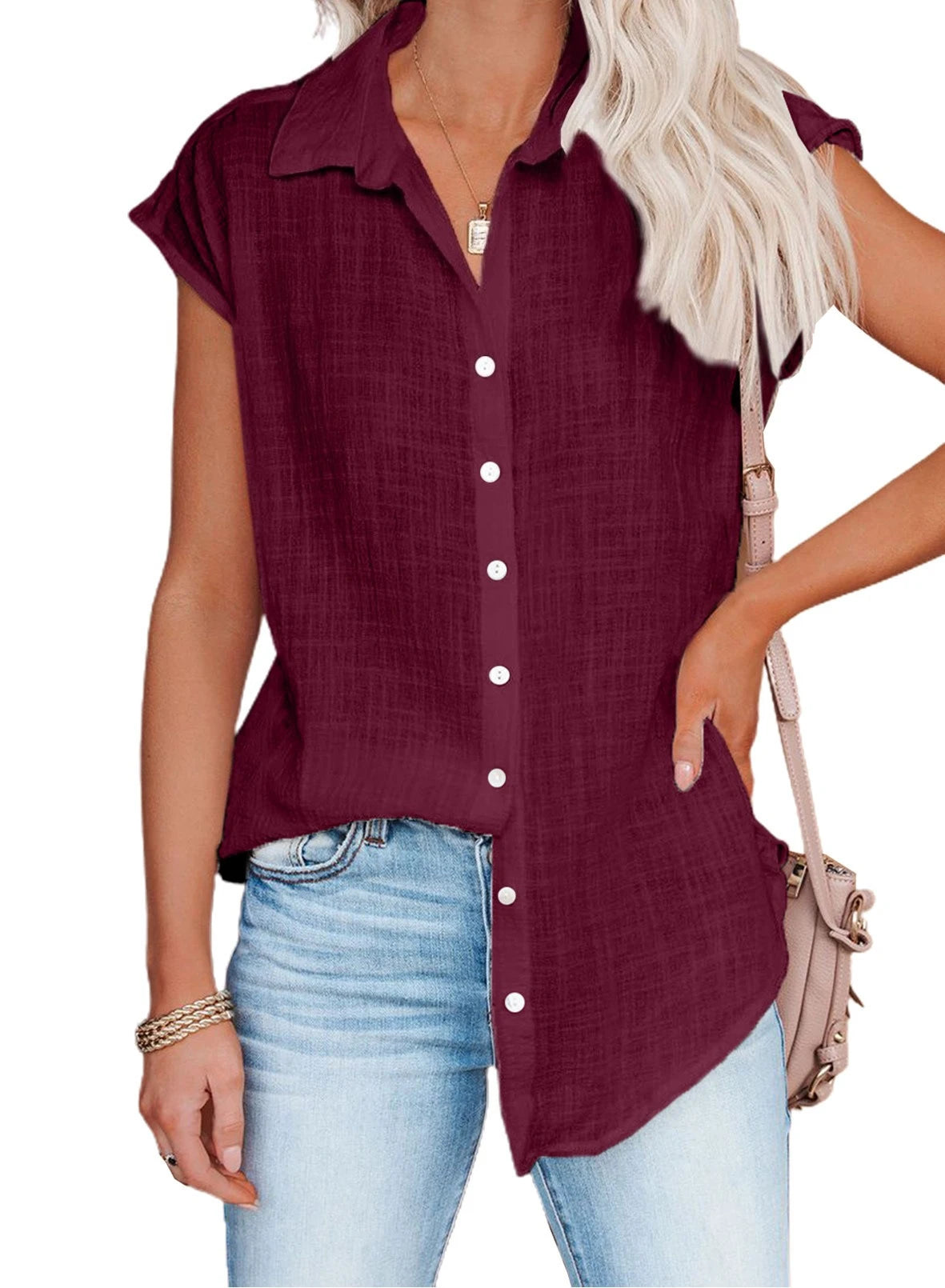 Summer Solid Cotton Linen Shirt Women's Clothing Casual Short Sleeve Tops Tee Ladies T-Shirts Blusas Thin Loose T Shirt Woman