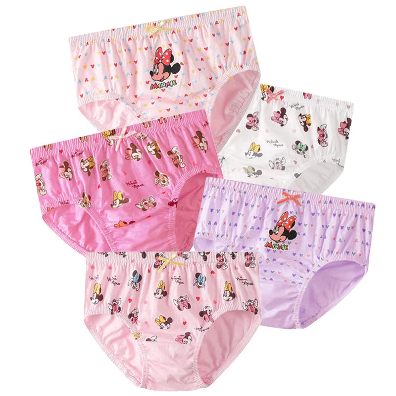 5 Packs/Box Children Underwear Mickey Cartoon Girls Panties Soft Cotton Kids Triangle Panty Breathable Girls Briefs Gift Box