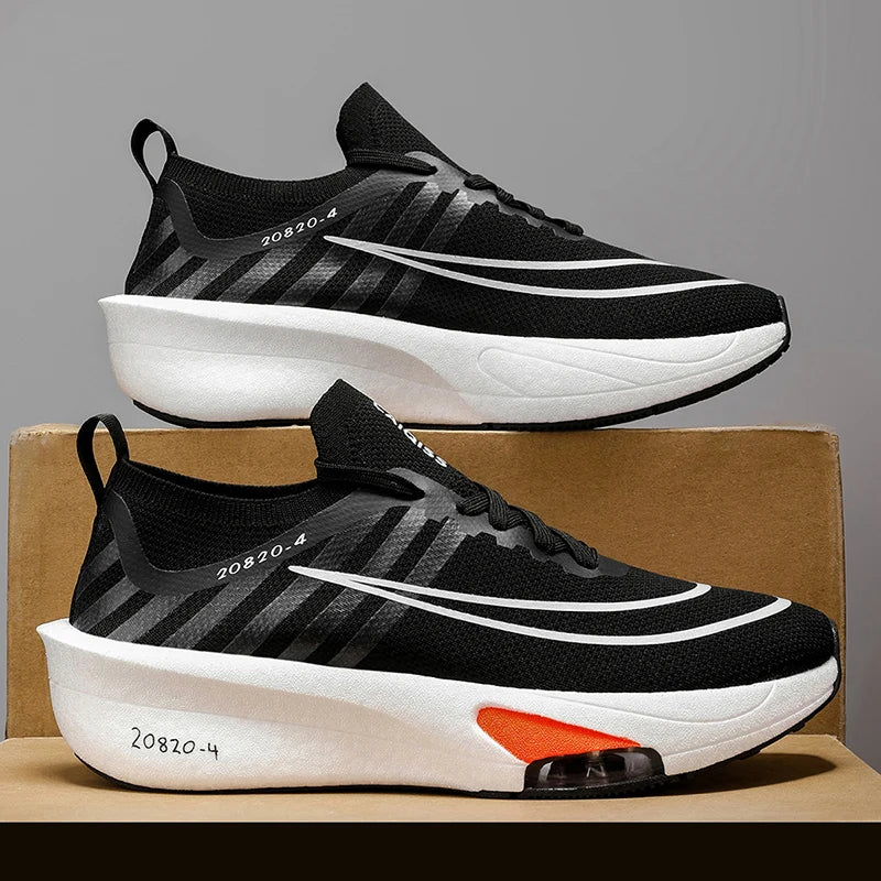 Men's Lightweight Running Shoes - Breathable Low-Top Sneakers with Cushioned Soles, Arch Support, and Anti-Slip Texture - Knit Fabric and Mesh Design, Suitable for Marathon, Gym, Jogging, and Gymnastics - Gradient Color - Sne