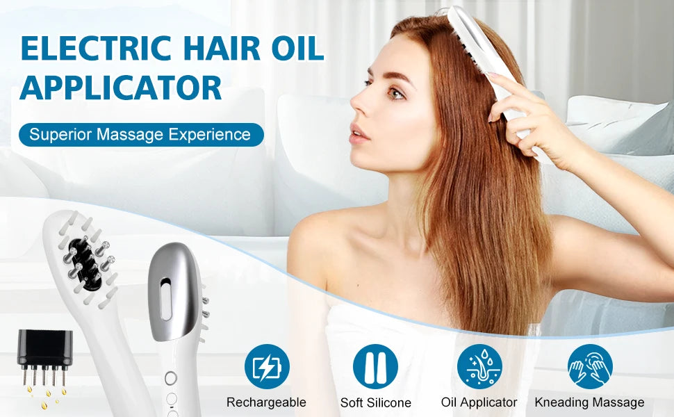 3 in 1 EMS Hair Growth Massage Comb with Hair Oil Dispenser Red Blue Light AntiHair Loss High Frequency Vibration Scalp Massager