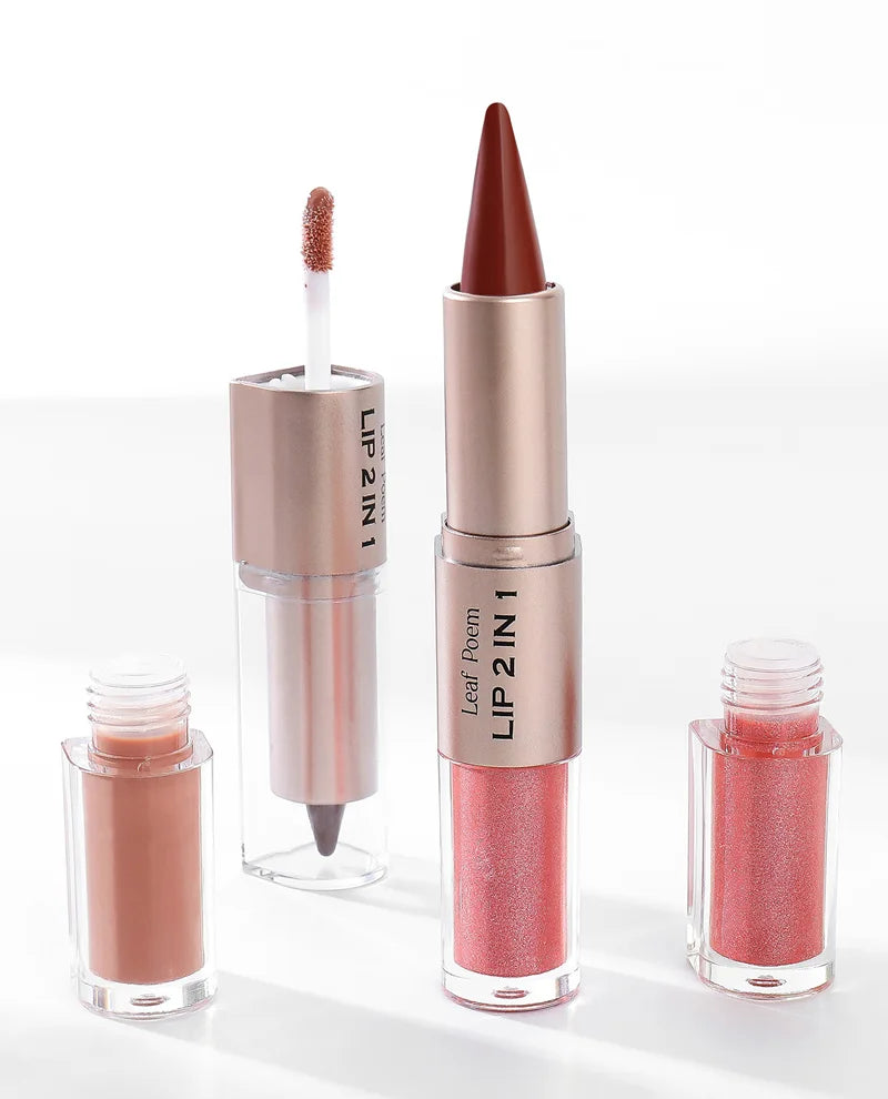 Black Brown Tapered Lip Liner Contour Pencil Double Head Mirror Plumping Lip Glaze Crystal Gloss Sexy Red Lips Tint Makeup New